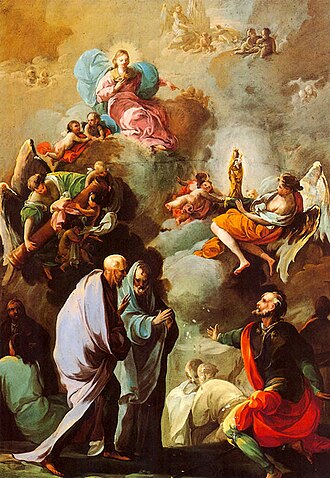 Apparition of the Virgin of Pilar to Santiago and his disciples Zaragoza