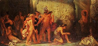 Athenians being Delivered to the Minotaur in the Cretan Labyrinth