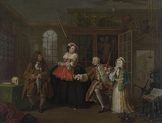 Pintura de ciclo Mariage à la Mode ", escena: visita con el curandero"