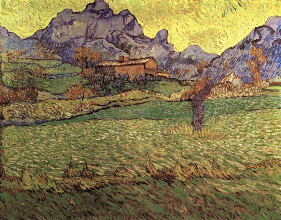 Un prado en las montañas: Le Mas de Saint-Paul - Vincent van Gogh