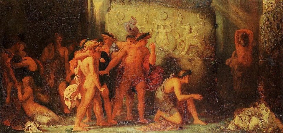 Athenians being Delivered to the Minotaur in the Cretan Labyrinth - Gustave Moreau