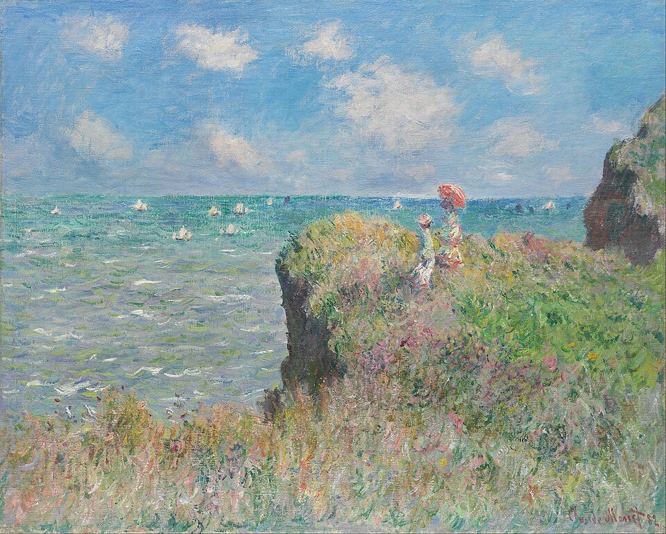 プールヴィルの断崖の上の散歩 - Claude Monet
