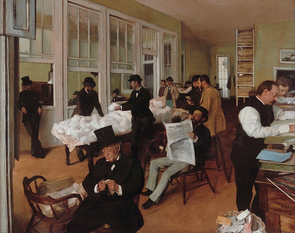 A Cotton Office in New Orleans - エドガー・ドガ