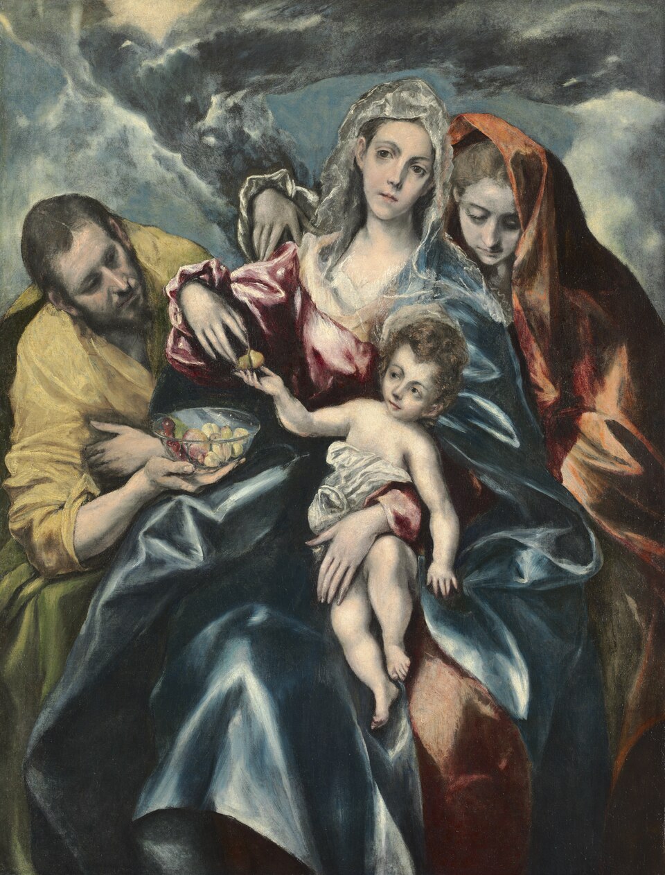 La Sagrada Familia con María Magdalena y plato de frutas - El Greco