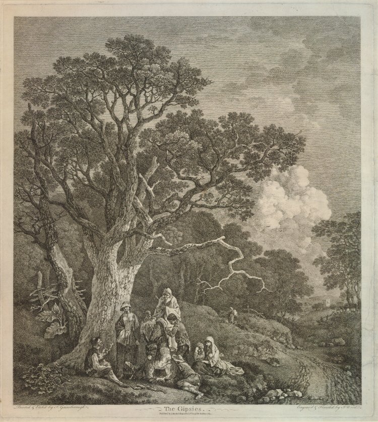 Wooded landscape with gipsies round a camp fire - Thomas Gainsborough