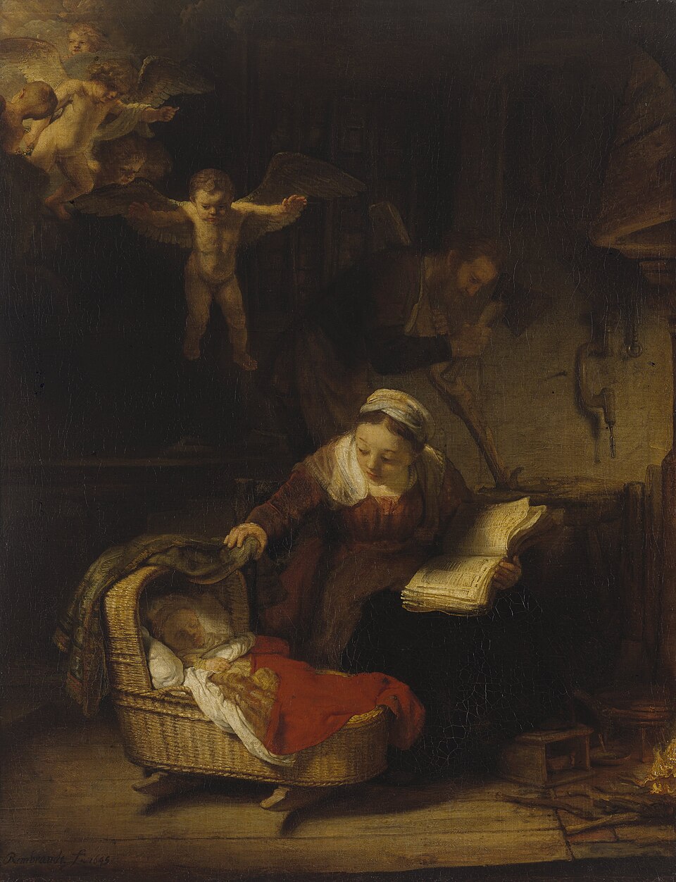 The Holy Family with Angels - Rembrandt van Rijn