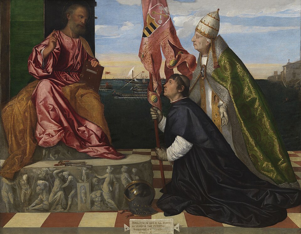 Jacopo Pesaro, Bishop of Paphos, being presented by Pope Alexander VI to Saint Peter - Tiziano Vecelli