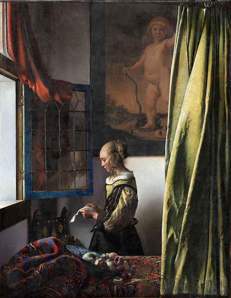 Brieflesendes Mädchen am offenen Fenster - Johannes Vermeer