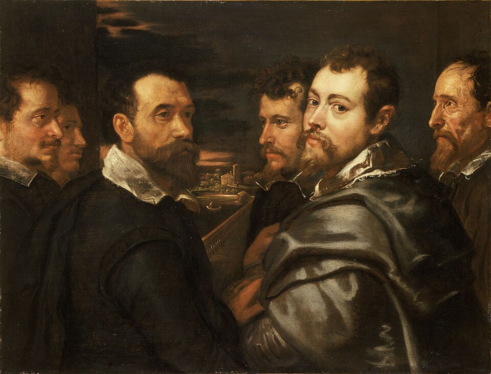 Self-Portrait in a Circle of Friends in Mantua - Peter Paul Rubens