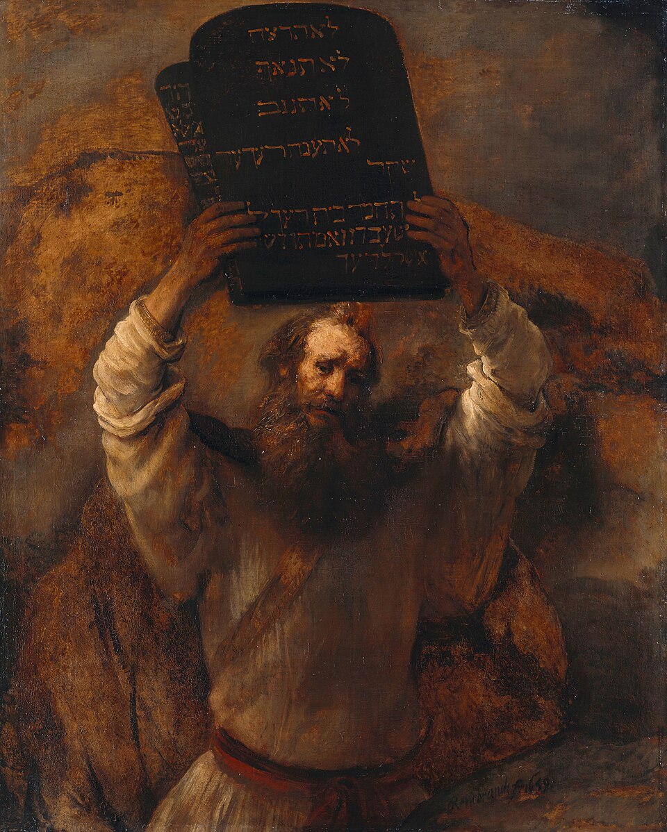 Moses zerschmettert die Gesetzestafeln - Rembrandt van Rijn