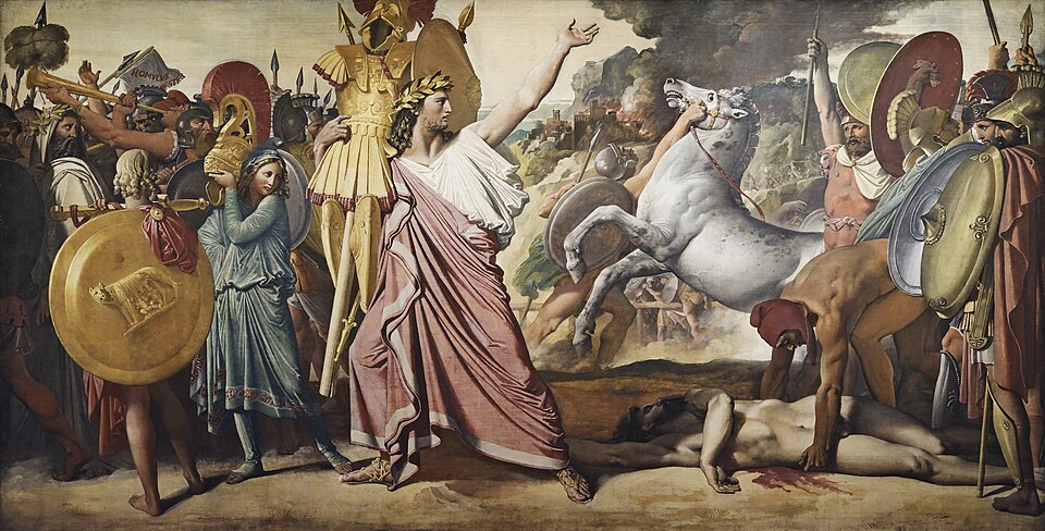 Rómulo lleva al templo de Júpiter las armas del vencido Acrón - Jean Auguste Dominique Ingres
