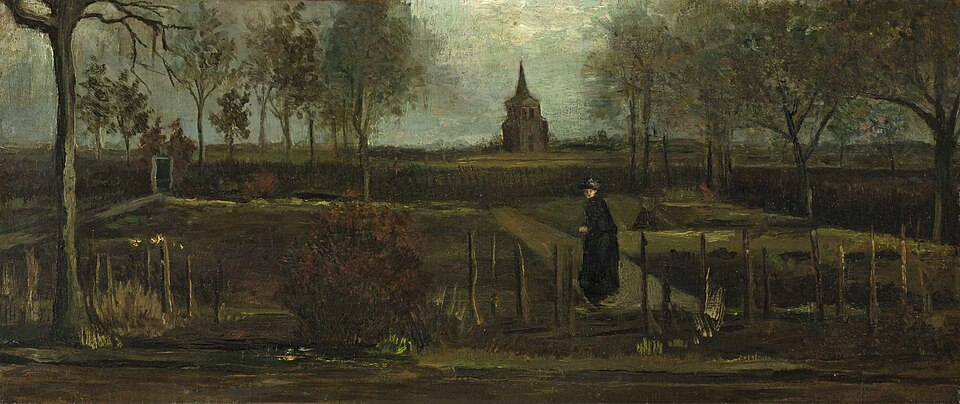 Der Pfarrgarten in Nuenen mit weiblicher Figur - Vincent van Gogh