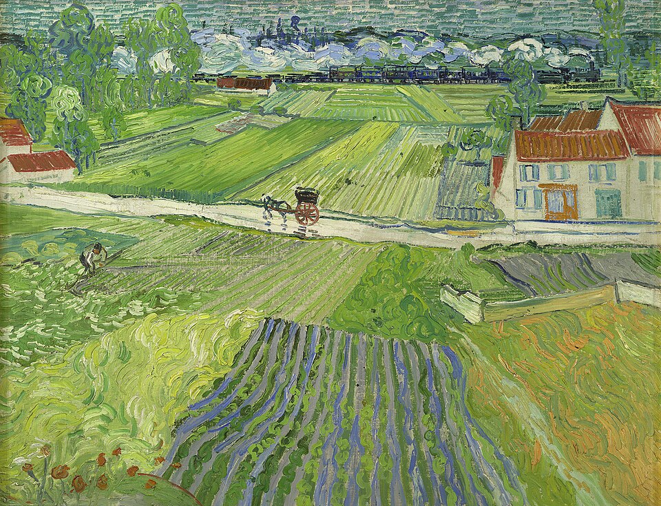 Paesaggio con carro e treno - Vincent van Gogh