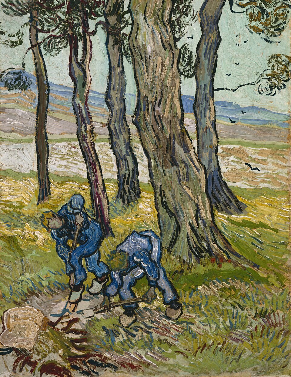 Zwei Männer beim Ausgraben eines Baumstumpfs - Vincent van Gogh